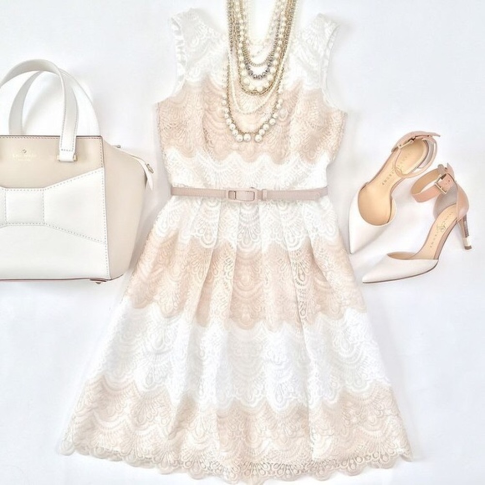 White House|Black Market Scalloped Lace Dress